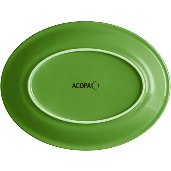Sample - Acopa Capri 11 1/2" X 8 3/4" Palm Green Oval Stoneware Coupe Platter 3 Sample - Acopa Capri 11 1/2" X 8 3/4" Palm Green Oval Stoneware Coupe Platter - Image 3