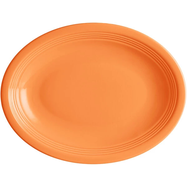 Sample - Acopa Capri 11 1/2" X 8 3/4" Valencia Orange Oval Stoneware Coupe Platter 2 Sample - Acopa Capri 11 1/2" X 8 3/4" Valencia Orange Oval Stoneware Coupe Platter - Image 2
