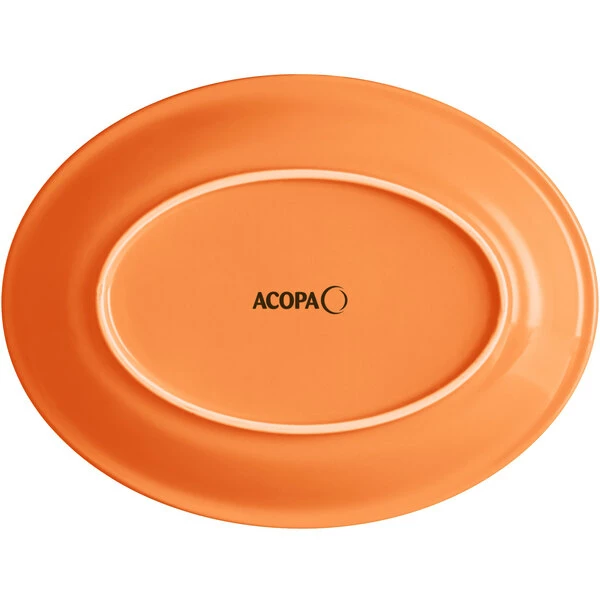 Sample - Acopa Capri 11 1/2" X 8 3/4" Valencia Orange Oval Stoneware Coupe Platter 3 Sample - Acopa Capri 11 1/2" X 8 3/4" Valencia Orange Oval Stoneware Coupe Platter - Image 3