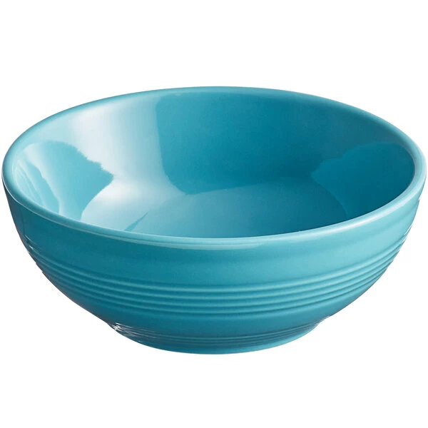 Sample- Acopa Capri 13 Oz. Caribbean Turquoise Stoneware Nappie Bowl 2 Sample- Acopa Capri 13 Oz. Caribbean Turquoise Stoneware Nappie Bowl - Image 2