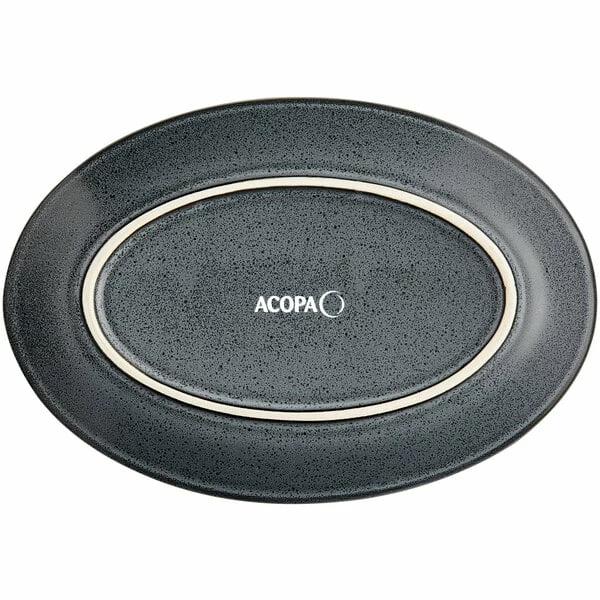 Acopa Embers 9 1/2" X 6 1/2" Midnight Blue Matte Coupe Stoneware Platter - 12/Case 3 Acopa Embers 9 1/2" X 6 1/2" Midnight Blue Matte Coupe Stoneware Platter - 12/Case - Image 3