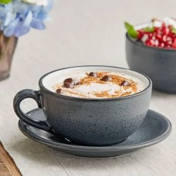 Sample - Acopa Embers 12 Oz. Midnight Blue Matte Stoneware Cup