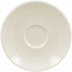 RAK Porcelain Lace 5 1/8" Ivory Embossed Porcelain Saucer - 12/Case