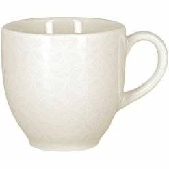 RAK Porcelain Lace 3.05 Oz. Ivory Embossed Porcelain Cup - 12/Case