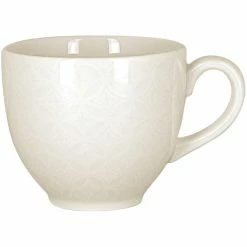 RAK Porcelain Lace 6.75 Oz. Ivory Embossed Porcelain Cup - 12/Case