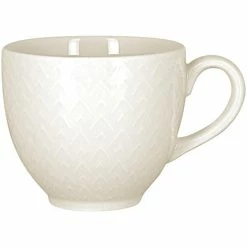 RAK Porcelain Favourite 6.75 Oz. Ivory Embossed Porcelain Cup - 12/Case