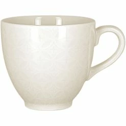 RAK Porcelain Lace 9.45 Oz. Ivory Embossed Porcelain Cup - 12/Case