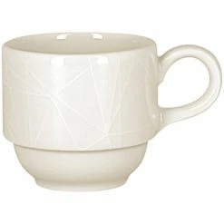 RAK Porcelain Wonder 3.05 Oz. Ivory Embossed Porcelain Stackable Cup - 12/Case