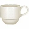 RAK Porcelain Lace 3.05 Oz. Ivory Embossed Porcelain Stackable Cup - 12/Case