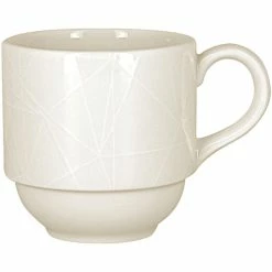 RAK Porcelain Wonder 6.75 Oz. Stackable Ivory Embossed Porcelain Cup - 12/Case