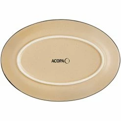 Acopa Embers 9 1/2" X 6 1/2" Harvest Tan Matte Coupe Stoneware Platter - 12/Case -Rak Porcelain shop 2370336