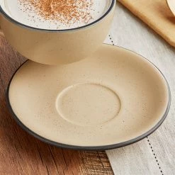 Acopa Embers 5 1/2" Harvest Tan Matte Stoneware Saucer - 24/Case