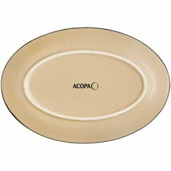 Sample - Acopa Embers 9 1/2" X 6 1/2" Harvest Tan Matte Coupe Stoneware Platter -Rak Porcelain shop 2376566
