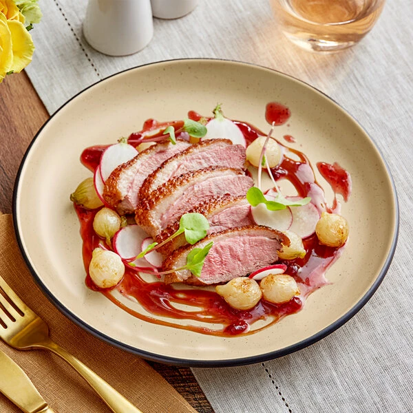 Acopa Embers 9 1/2" Harvest Tan Matte Coupe Stoneware Plate - 12/Case 1 Acopa Embers 9 1/2" Harvest Tan Matte Coupe Stoneware Plate - 12/Case