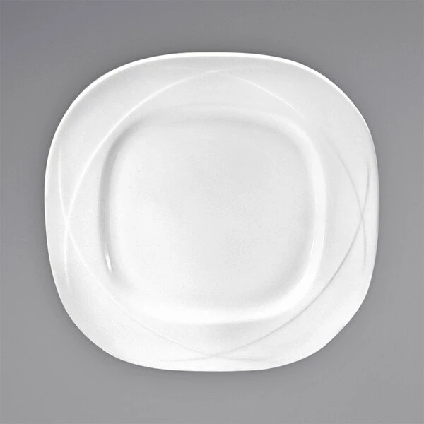 Oneida Vision By 1880 Hospitality F1150000155 11 1/4" White Bone China Square Plate - 12/Case 1 Oneida Vision By 1880 Hospitality F1150000155 11 1/4" White Bone China Square Plate - 12/Case