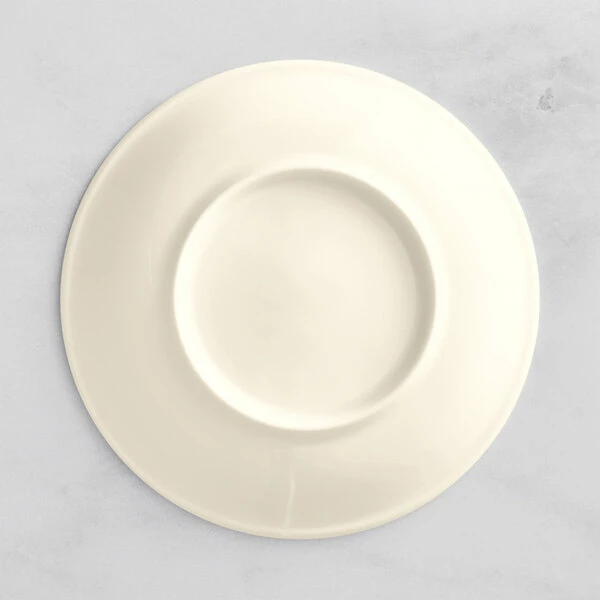 Oneida Verge By 1880 Hospitality L5800000502 6 1/4" Warm White Porcelain Saucer - 48/Case 2 Oneida Verge By 1880 Hospitality L5800000502 6 1/4" Warm White Porcelain Saucer - 48/Case - Image 2