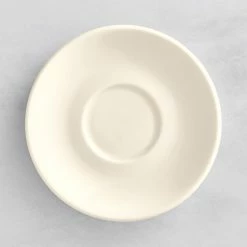 Oneida Verge By 1880 Hospitality L5800000505 4 1/4" Warm White Porcelain Espresso Saucer - 48/Case