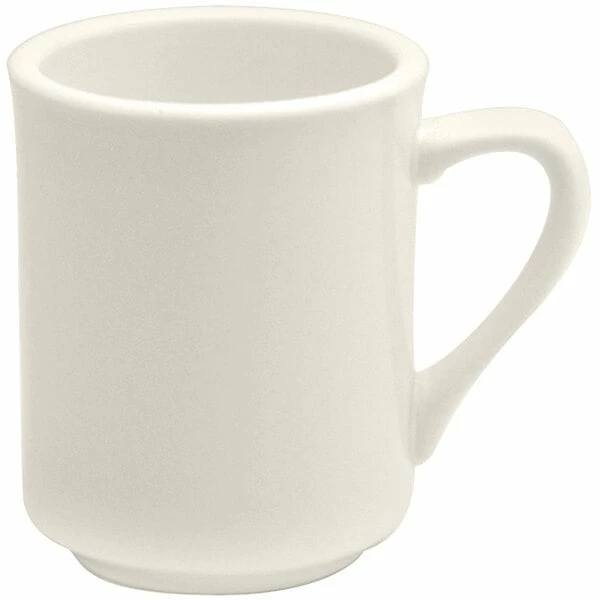 Oneida Buffalo Cream White Ware By 1880 Hospitality F9000000560 8 Oz. Narrow Rim Porcelain Delmonico Mug - 36/Case 1 Oneida Buffalo Cream White Ware By 1880 Hospitality F9000000560 8 Oz. Narrow Rim Porcelain Delmonico Mug - 36/Case