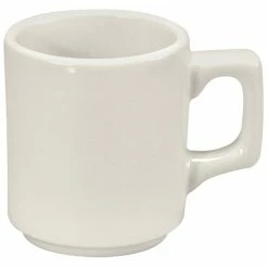 Oneida Buffalo Cream White Ware By 1880 Hospitality F9010000560 8 Oz. Rolled Edge Porcelain Park Mug - 36/Case