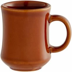 Alternative view of Acopa 7 Oz. Brown Princess Bell Shaped Stoneware Coffee Mug - 36/Case