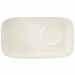 Oneida Buffalo Cream White Ware By 1880 Hospitality F9000000504 8" X 5" Rectangular Offset Well Porcelain Saucer - 36/Case