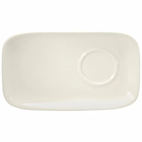 Oneida Buffalo Cream White Ware By 1880 Hospitality F9000000504 8" X 5" Rectangular Offset Well Porcelain Saucer - 36/Case 1 Oneida Buffalo Cream White Ware By 1880 Hospitality F9000000504 8" X 5" Rectangular Offset Well Porcelain Saucer - 36/Case