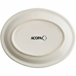 Acopa 9 1/2" X 7 1/4" Ivory (American White) Narrow Rim Oval Stoneware Platter - 24/Case -Rak Porcelain shop 2464163