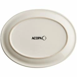 Acopa 11" X 9" Ivory (American White) Narrow Rim Oval Stoneware Platter - 12/Case -Rak Porcelain shop 2464165