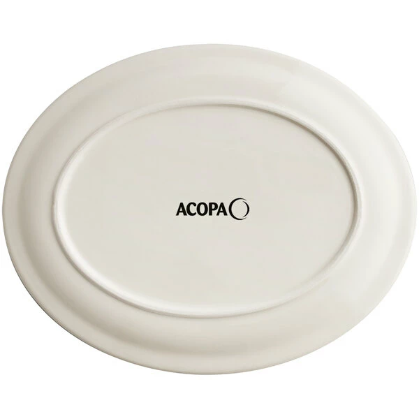 Acopa 13 1/2" X 10 1/2" Ivory (American White) Narrow Rim Oval Stoneware Platter - 12/Case 3 Acopa 13 1/2" X 10 1/2" Ivory (American White) Narrow Rim Oval Stoneware Platter - 12/Case - Image 3