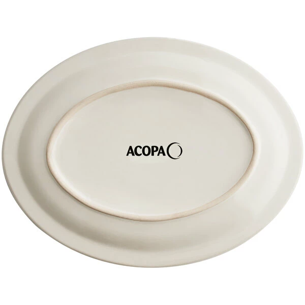 Acopa 12 1/2" X 10 1/4" Ivory (American White) Narrow Rim Oval Stoneware Platter - 12/Case 3 Acopa 12 1/2" X 10 1/4" Ivory (American White) Narrow Rim Oval Stoneware Platter - 12/Case - Image 3