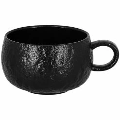 RAK Porcelain Roks 7.8 Oz. Black Porcelain Coffee Cup - 12/Case