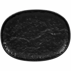 RAK Porcelain Roks 9 7/8" X 7 5/16" Black Oval Porcelain Coupe Platter - 6/Case