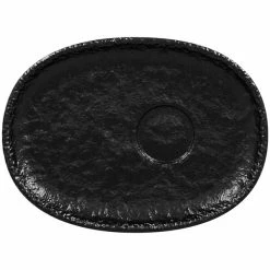 RAK Porcelain Roks 5 7/8" Black Oval Porcelain Saucer - 12/Case
