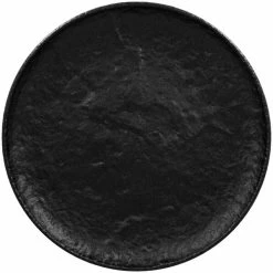 RAK Porcelain Roks 11" Black Round Porcelain Flat Coupe Plate - 12/Case