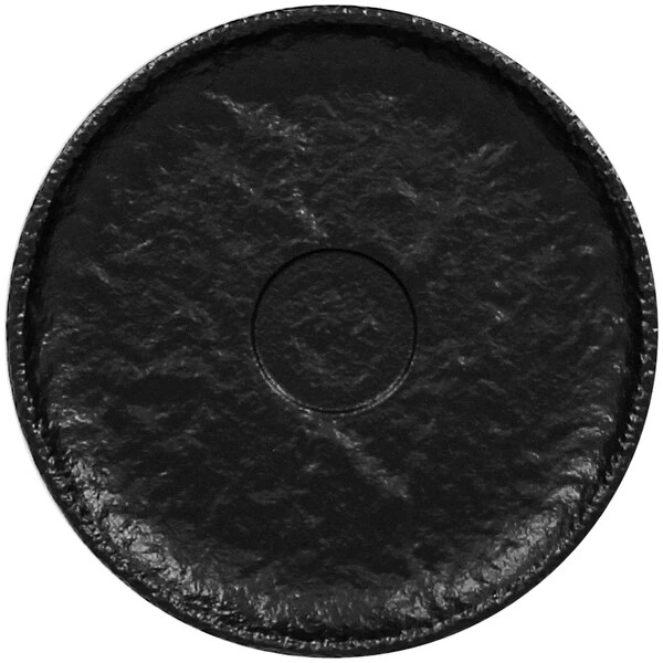 RAK Porcelain Roks 5 1/8" Black Round Porcelain Saucer - 12/Case 1 RAK Porcelain Roks 5 1/8" Black Round Porcelain Saucer - 12/Case