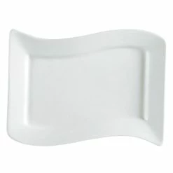 CAC China CAC SOH-51 Soho 15 1/2" X 10 1/2" Ivory (American White) Rectangular Stoneware Platter - 12/Case