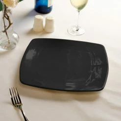 CAC China CAC R-FS8BK Clinton Color 8 7/8" Black Square Flat Plate - 24/Case