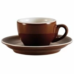 CAC China CAC CFB-35 Venice 3.5 Oz. Brown Espresso Cup With 5" Saucer - 36/Case