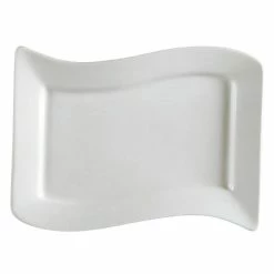CAC China CAC SOH-13 Soho 12" X 8" Ivory (American White) Rectangular Stoneware Platter - 12/Case