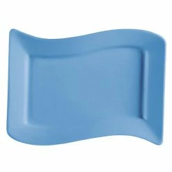 CAC China CAC SOH-14LB Color Soho 13 1/2" X 8 7/8" Light Blue Rectangular Stoneware Platter - 12/Case
