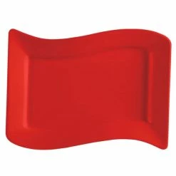 CAC China CAC SOH-14R Color Soho 13 1/2" X 8 7/8" Red Rectangular Stoneware Platter - 12/Case