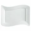 CAC China CAC SOH-14 Soho 13 1/2" X 8 7/8" Ivory (American White) Rectangular Stoneware Platter - 12/Case