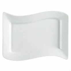 CAC China CAC SOH-14 Soho 13 1/2" X 8 7/8" Ivory (American White) Rectangular Stoneware Platter - 12/Case