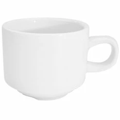 CAC China CAC RCN-1-S Super White 8.5 Oz. Clinton Rolled Edge Stacking Cup - 36/Case