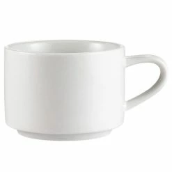CAC China CAC RCN-23 Super White 7.5 Oz. Clinton Rolled Edge Stacking Cup - 36/Case