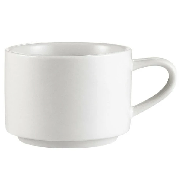 CAC China CAC RCN-23 Super White 7.5 Oz. Clinton Rolled Edge Stacking Cup - 36/Case 1 CAC China CAC RCN-23 Super White 7.5 Oz. Clinton Rolled Edge Stacking Cup - 36/Case