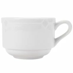 CAC China CAC TMS-1 Times Square 8 Oz. Bright White Stackable China Coffee Cup - 36/Case
