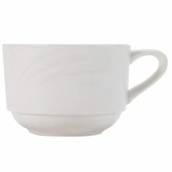 CAC China CAC GAD-1-S Garden State 7.5 Oz. Bone White Porcelain Stacking Coffee Cup - 36/Case