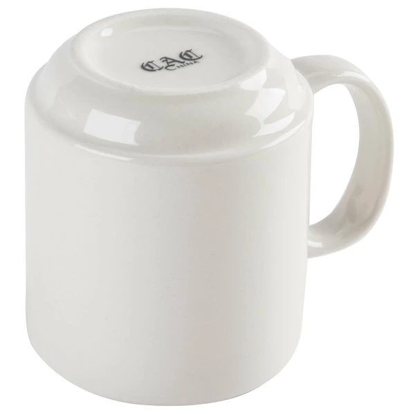 CAC China CAC PRM-10-W 10 Oz. Ivory (American White) Rolled Edge Prime Stackable China Mug - 36/Case 3 CAC China CAC PRM-10-W 10 Oz. Ivory (American White) Rolled Edge Prime Stackable China Mug - 36/Case - Image 3