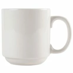 CAC China CAC PRM-10-W 10 Oz. Ivory (American White) Rolled Edge Prime Stackable China Mug - 36/Case
